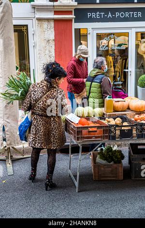 Wochenmarkt in Draguignan, Frankreich Stockfoto