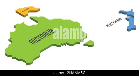 Isometrische politische Karte von Australien Stock Vektor