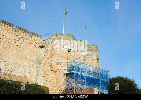 Turm am normannischen Schloss, Lincoln, England. Stockfoto