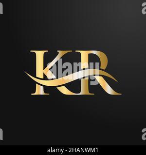 Design-Vorlage für KR-Logo-Zeichen. KR, K R Buchstabe Logo Modern, flach, minimalistisch, Geschäft, Firmenvorlage Stock Vektor