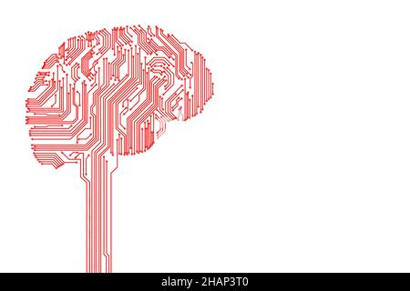 Gedruckte Schaltung in Form eines Gehirns Stockfoto