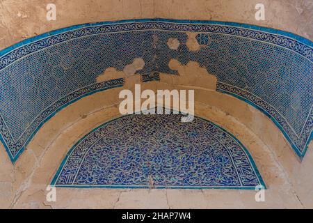 Detail des Nedjmeddin Kubra Najm ad-DIN al-Kubra Mausoleums im alten Konye-Urgench, Turkmenistan. Stockfoto