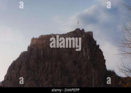 Afyonkarahisar Burg oder Afyon Kalesi oberen Teil Stockfoto