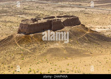Ayaz Kala 2, Teil der Festung Ayaz Qala in der Kyzylkum Wüste, Usbekistan Stockfoto