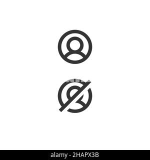 Konto- oder Benutzersymbol, Benutzersymbol sperren. Vektorgrafik für Rohware isoliert Stock Vektor