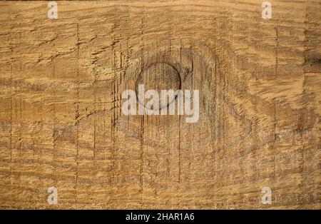 Holzhintergrund mit einem Knoten. Stockfoto