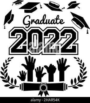 Beschriftung Klasse 2022 für Begrüßung, Einladungskarte. Text für Design, Gratulation Event, T-Shirt, Party, High School oder College-Absolvent. Vektor Stock Vektor