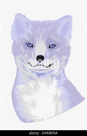 Niedliches arktisches Fuchs-Portrait mit großen flauschigen Ohren Stock Vektor