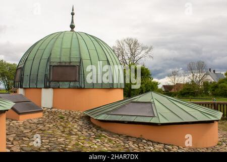 Tycho Brahe Observatorium auf der Insel Ven in Schweden als im Freien gesehen Stockfoto