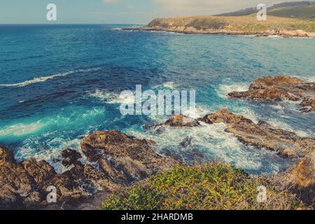 Felsklippen und Meerblick, Montana de Oro State Park, California Central Coast Stockfoto