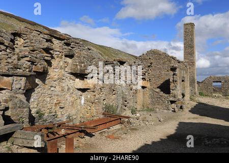 Die Überreste der Old Gang Bleimine & Schmelzmühle, in der Nähe von Reeth in Swaledale, Yorkshire Dales. Stockfoto