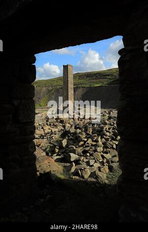 Die Überreste der Old Gang Bleimine & Schmelzmühle, in der Nähe von Reeth in Swaledale, Yorkshire Dales. Stockfoto
