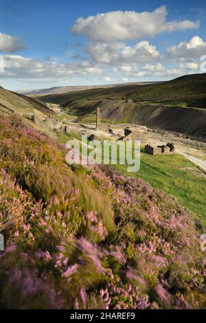 Die Überreste der Old Gang Bleimine & Schmelzmühle, in der Nähe von Reeth in Swaledale, Yorkshire Dales. Stockfoto