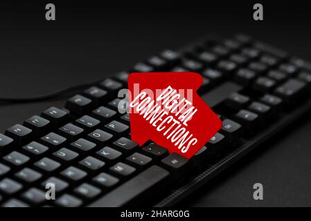 Schild mit digitalen Verbindungen. Geschäftsidee leistungsstarke Möglichkeiten zur Online-Vernetzung Global High Definition Inverkehrbringen wichtiger Informationen online Stockfoto