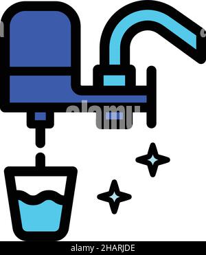 Symbol für den Wasserhahn des Hauswasserfilters. Farbe Wasserfilter Wasserhahn Vektor-Symbol in einfachem Stil, für Web-Design isoliert auf weißem Hintergrund. Stock Vektor