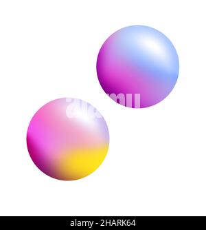 Doppelgradient Kugeln Illustration in trendigen Farbe. Die bunten Kugeln auf weißem Hintergrund für Banner, Vorlage, Web-Element, etc. Kreative elemen Stockfoto