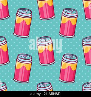 Softdrink kann nahtlose Muster Vektor Illustration in flachem Stil Stock Vektor