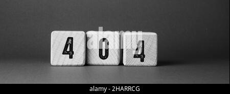 Nahaufnahme der Worte mit 404 Fehler , Web-Konzept-Idee Stockfoto