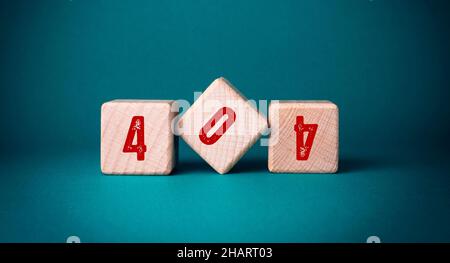 Nahaufnahme der Worte mit 404 Fehler , Web-Konzept-Idee Stockfoto