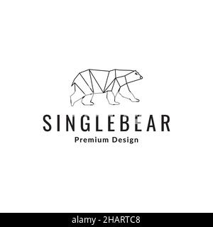 Bear Walk Linie minimalistischen Logo Symbol Symbol Vektor Grafik Design Illustration Idee kreativ Stock Vektor