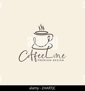 Kontinuierliche Linie Tasse Kaffee oder Schokolade Logo Symbol Symbol Vektor Grafik Design Illustration Idee kreativ Stock Vektor