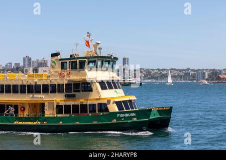 Sydney Fähre namens Fish Burn auf Sydney Harbour, NSW, Australien Stockfoto