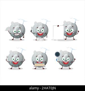 Cartoon-Charakter der grauen Gummy Candy G mit verschiedenen Chef Emoticons. Vektorgrafik Stock Vektor