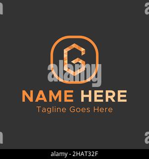 Kreatives G-Letter-Logo. Quadratische Form Buchstabe Logo.Hellorange Farbe Abstraktes Logo. Stock Vektor