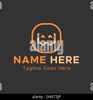 Creative W Letter-Logo. Quadratische Form Buchstabe Logo.Hellorange Farbe Abstraktes Logo. Stock Vektor
