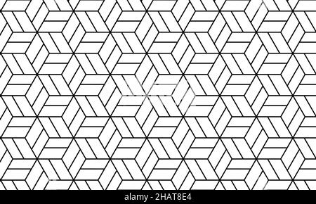 Linienkunst Geometrisches Nahtloses Muster für Hintergrund & Hintergrund, abstrakte isometrische Rasterdarstellung Stockfoto