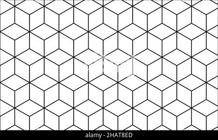 Linienkunst Geometrisches Nahtloses Muster für Hintergrund & Hintergrund, abstrakte isometrische Rasterdarstellung Stockfoto