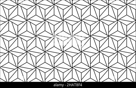 Linienkunst Geometrisches Nahtloses Muster für Hintergrund & Hintergrund, abstrakte isometrische Rasterdarstellung Stockfoto