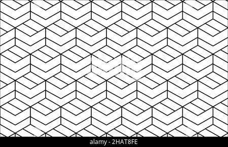 Linienkunst Geometrisches Nahtloses Muster für Hintergrund & Hintergrund, abstrakte isometrische Rasterdarstellung Stockfoto