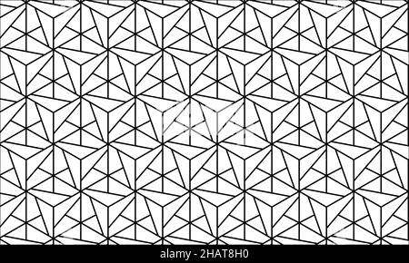 Linienkunst Geometrisches Nahtloses Muster für Hintergrund & Hintergrund, abstrakte isometrische Rasterdarstellung Stockfoto