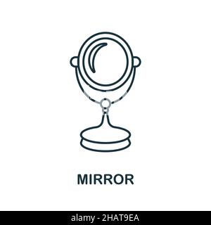 Spiegelsymbol. Linienelement aus der Badkollektion. Linear Mirror Symbol Zeichen für Web-Design, Infografiken und mehr. Stock Vektor