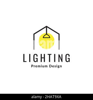 Moderne minimalistische Beleuchtung Zimmer Home Linie Logo Symbol Vektor Grafik Design Illustration Idee kreativ Stock Vektor