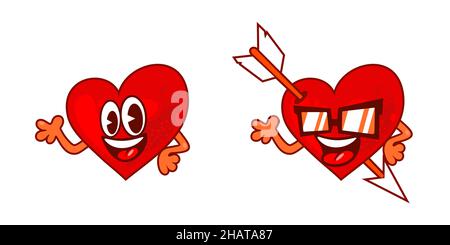 Einfache Herz Cartoon Maskottchen Zeichen Vektor Illustration Stock Vektor