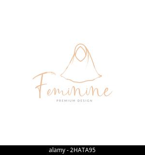 Minimalistische Linie Hijab Frau Logo Symbol Symbol Vektor Grafik Design Illustration Idee kreativ Stock Vektor