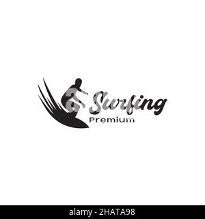 Silhouette Mann Surfen Meer Logo Symbol Symbol Vektor Grafik Design Illustration Idee kreativ Stock Vektor