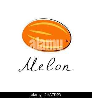 Melone Vektor Cartoon flache Illustration. Logo mit frischem Beerenobst und Gemüse Stock Vektor