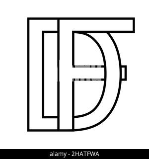 Logo Zeichen df fd Symbol Zeichen interlaced, Buchstaben d f Stock Vektor