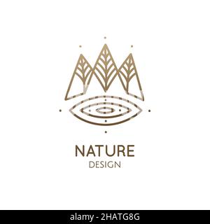 Natur lineares Logo Waldlandschaft Stock Vektor