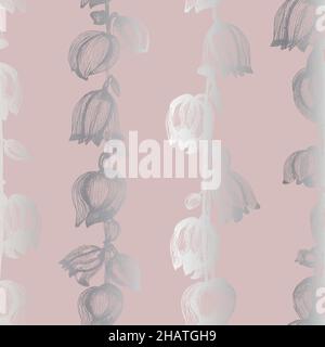Zarte rosa-grauen Hintergrund Blume von Hand gezeichnet. Nahtloses Design für Grußkarten, Tapete, Hochzeitseinladungen Stock Vektor