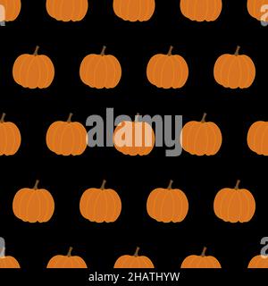 Nahtloses Muster mit Kürbissen. Halloween Hintergrund. Vektorgrafik. Stock Vektor