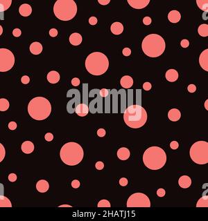 Nahtloses Muster. Schwarzer Hintergrund mit roten Punkten. Vektorgrafik. Stock Vektor