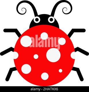 Witziges kleines Insekt. Roter Marienkäfer-Käfer-Charakter Stock Vektor