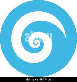 Blauer Kreis mit Wirbel. Wellenzeichen. Spiralbewegung Stock Vektor