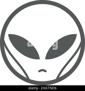 Alien Round-Symbol. Kosmos Kreatur Gesicht Emoji Stock Vektor