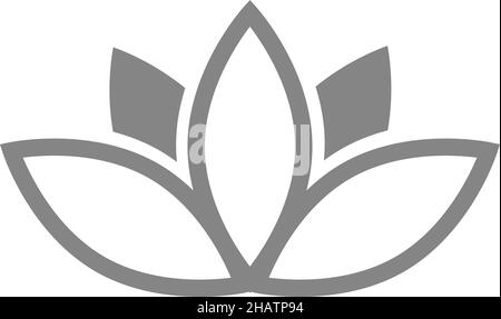 Blumensymbol. Lotus mit drei Blütenblättern. Friedenssymbol Stock Vektor