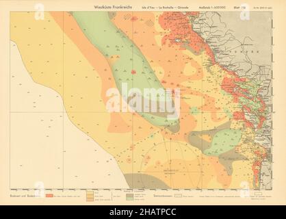 Vendée Charente-Maritime Küste Ile de Ré. KRIEGSMARINE Nazi-Karte 1943 alt Stockfoto